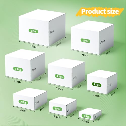 10 Pcs Acrylic Buffet Risers, Large Stackable Food Display Stand, Nesting Cube Box with Hollow Bottom, Food Risers for Buffet Table Dessert Jewelry Catering(10'' 9'' 8'' 7'' 6'' 5'' 5'' 4'' 4'' 3'') - color: White, size: 10Pcs(10'' 9'' 8'' 7'' 6'' 5'' 5''