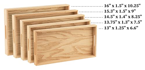 Hammont Montessori Wooden Serving Trays - 5 Piece Set, Brown Oak Wood, Decorative, Convenient, Versatile, Easy to Clean - size: Premium Oak Set