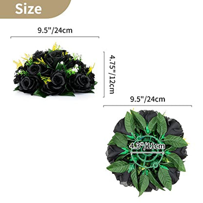 NUPTIO Black Artificial Flowers, Fake Rose Bouquet Arrangement, 2 Pcs - color: Black, size: 2 Pcs