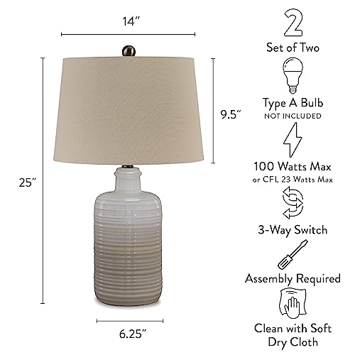 Signature Design by Ashley 25 in Ceramic Table Lamp Set of 2, Taupe - color: Taupe