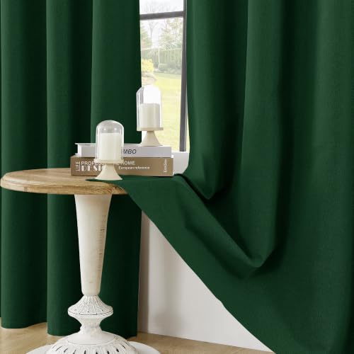 ChrisDowa Dark Green Blackout Curtains 45 Inches Long 2 Panels for Bedroom - color: Dark Green, size: 52"W x 45"L (Pack of 2)