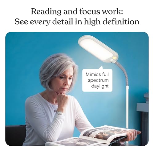 Brightech Litespan LED 2nd Edition Reading Floor Lamp with Cool, Soft & Warm White LED's - Built-in Dimmer - Adjustable Design Pivots in Any Direction - Energy Saving 12 Watts - Alpine White - color: Alpine White
