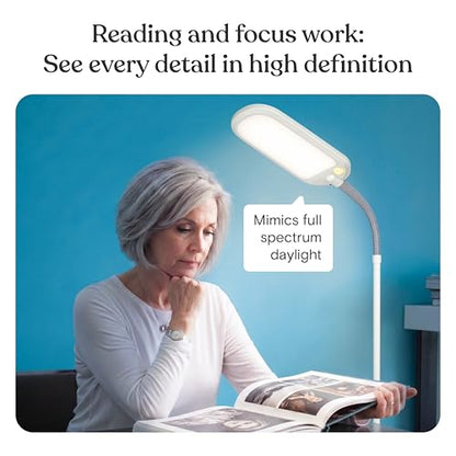 Brightech Litespan LED 2nd Edition Reading Floor Lamp with Cool, Soft & Warm White LED's - Built-in Dimmer - Adjustable Design Pivots in Any Direction - Energy Saving 12 Watts - Alpine White - color: Alpine White
