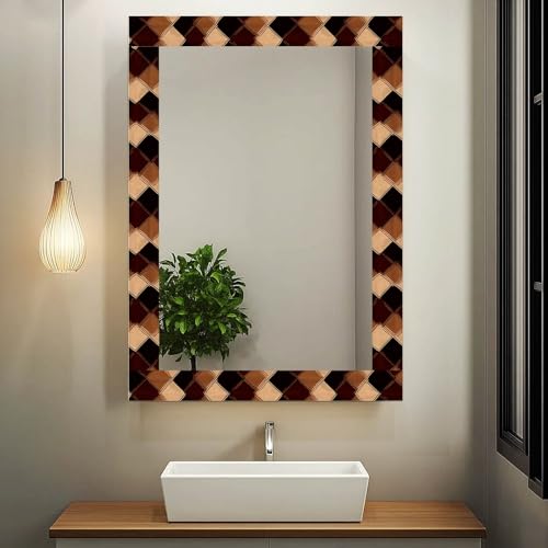 IVN Wallpaper Border Peel and Stick Wall Brown Diamond Check 4x196 Inch - color: Brown Diamond Check