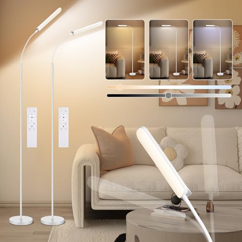 FRIDEKO HOME 2 Pack Floor Lamps for Living Room Reading Light, 1800LM White - color: White CCT, 2 Packs