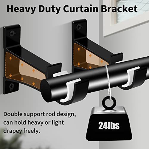 KOLAKO 8 Pack Curtain Rod Bracket, 1 Inch Heavy Duty Holder Black Drapery Single Hooks for Wall - color: Black, size: Set of 8