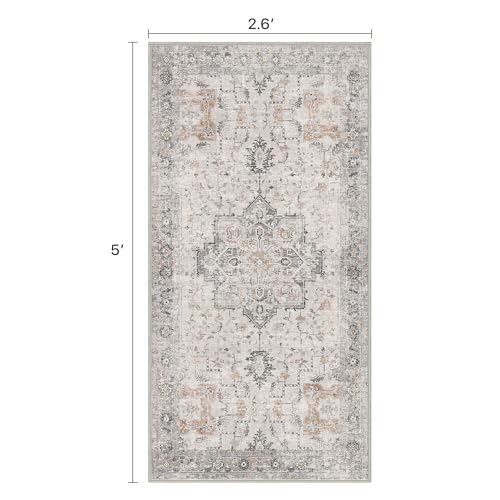 BESBLEE 2'6"x5' Washable Runner Rug Non Slip for Hallway, Light Taupe Brown - color: Light Taupe Brown, size: 2'6" x 5' (Runner)