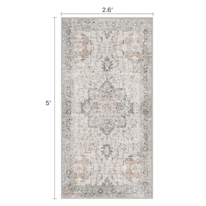 BESBLEE 2'6"x5' Washable Runner Rug Non Slip for Hallway, Light Taupe Brown - color: Light Taupe Brown, size: 2'6" x 5' (Runner)