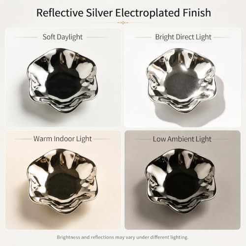 BEUNAIZER Jewelry Dish Tray, Ring Dish, Ceramic Trinket Tray, Key Bowl - color: silver