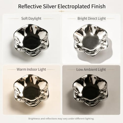 BEUNAIZER Jewelry Dish Tray, Ring Dish, Ceramic Trinket Tray, Key Bowl - color: silver