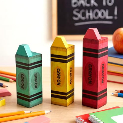 GlikCeil 3 Pcs Back to School Table Decoration Crayon Classroom Decor - style: Crayon