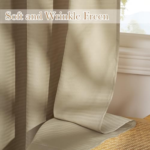 NICETOWN Semi Sheer Curtains 84 Inch Length 2 Panels for Living Room - color: Khaki, size: 52"W x 84"L (Pack of 2)