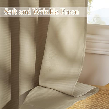 NICETOWN Semi Sheer Curtains 84 Inch Length 2 Panels for Living Room - color: Khaki, size: 52"W x 84"L (Pack of 2)