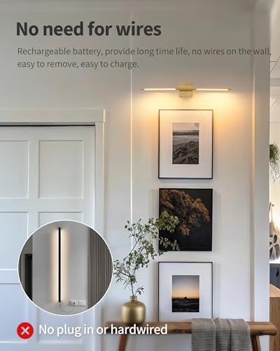 KDG Gold 23.6" Cordless Wall Sconces Set of 2, Wireless LED Wall Lamps - color: Gold - 2 Pack (23.6 inch)