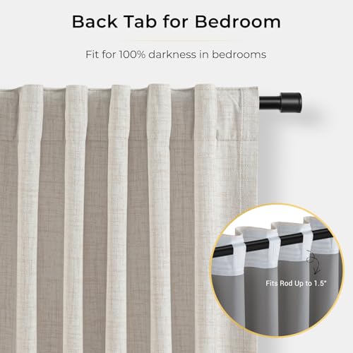 INOVADAY Linen Textured 100% Blackout Sliding Door Curtains 102x90 Beige - color: Beige, size: 102"W x 90"L (Pack of 1)