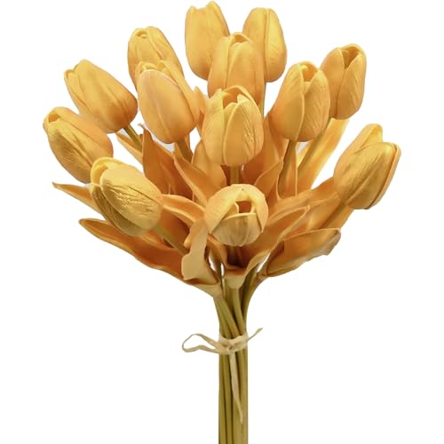 Mandy's 12pcs Artificial Gold Tulips - color: Fully Gold 12pcs