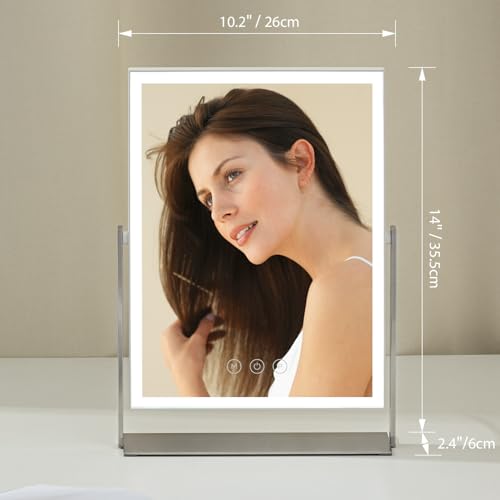 NEZZOE Rechargeable Makeup Mirror with Lights, 4000mAh Battery, 14"x10" - color: 14"x10" White