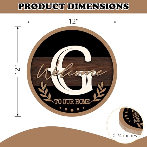 Monogram Letter G Front Door Sign, Welcome to Our Home Family Last - color: G