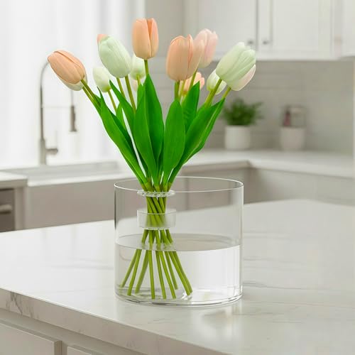 Liotww Unbreakable Acrylic Clear Vase, Wide Mouth Cylinder Plastic Vase - color: XL 3 Clear-e
