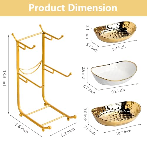 Gets 3 Tier Fruit Bowl Ceramic Metal Stand Tiered Serving Tray Gold - color: Gold
