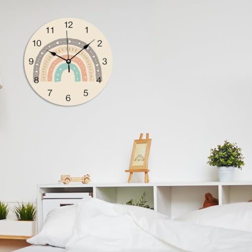 ArogGeld Boho Rainbow Wall Clock for Classroom Earthy Tones Round Clocks - color: A11-6, size: 12x12in