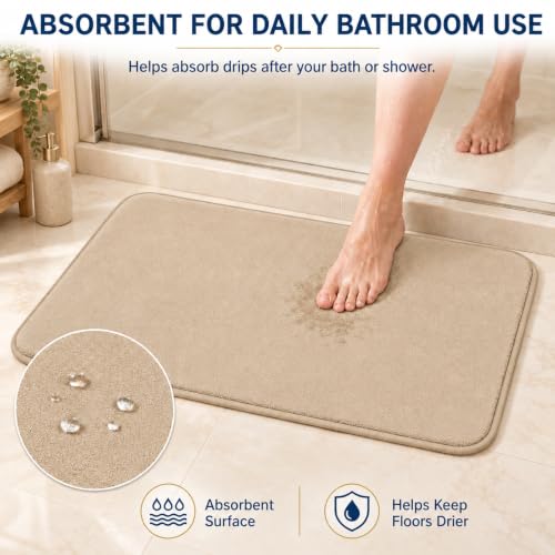Beige Bath Mat Sets Extra Soft Memory Foam Bathroom Rugs 3 Piece Non Slip Absorbent & Dry Living Mat Sets Washable Bath Carpets with Toilet Rug,Bath Rugs for Bathroom,Tub,Shower,Kitchen,Bedroom - color: Beige