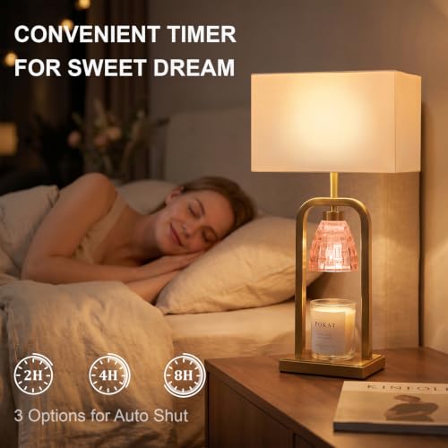 PoKat 21.5'' Pink Table Lamp with Candle Warmer & Gift Box for Bedroom - color: Set of 1 - Pink