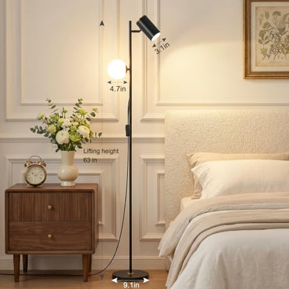 Modern Reading Floor Lamp with 3-Color Dimmable LED, 63" Tall - color: Black