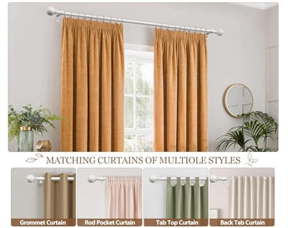 KAMANINA 7/8 Inch White Curtain Rod 72 to 144 Inch with Round Finials - color: Ivory White, size: 72-144"