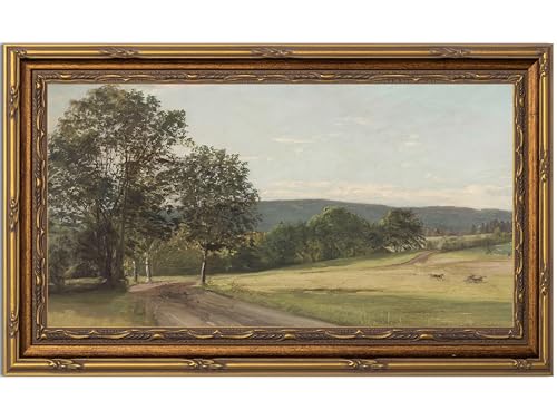 Yuantulan Vintage Country Road Landscape Wall Art Antique Gold Framed Print - color: Rural Roads