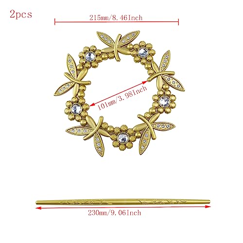 2 Pack Gold Dragonfly Curtain Tiebacks Round Gold Drapery Holdbacks - style: Gold Dragonfly