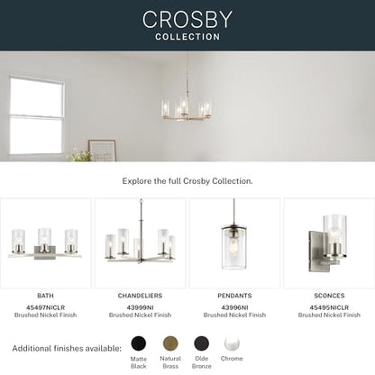 Kichler Crosby 3-Light Bathroom Vanity Light, Brushed Nickel - color: Brushed Nickel, size: 3 Light, style: Satin Etched Cased Opal Glass