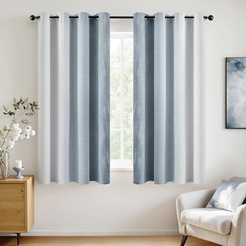 MIULEE Chambray Blue and Greyish White Ombre Blackout Curtains 52Wx63L - color: Chambray Blue and Greyish White, size: 52"W x 63"L (Pack of 2)