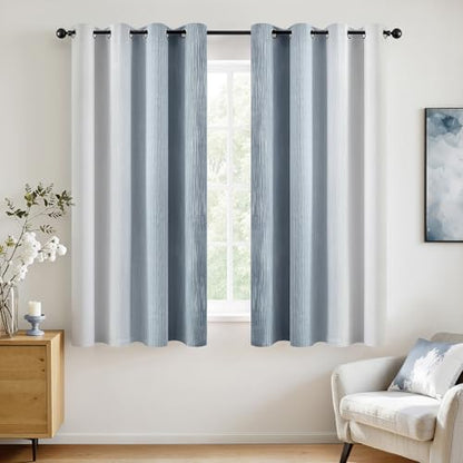 MIULEE Chambray Blue and Greyish White Ombre Blackout Curtains 52Wx63L - color: Chambray Blue and Greyish White, size: 52"W x 63"L (Pack of 2)