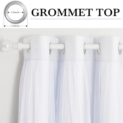 PONY DANCE Double Layer Blackout Curtains with White Sheer 95 Inches Long - color: Winter White, size: 52"W x 95"L (Pack of 2)