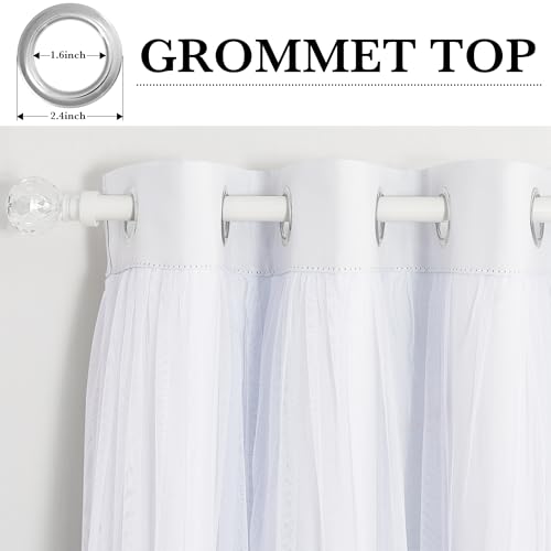 PONY DANCE Double Layer Blackout Curtains with White Sheer 63 Inches Long - color: Winter White, size: 52"W x 63"L (Pack of 2)