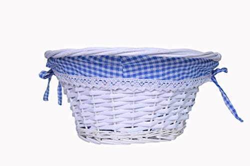 Oypeip Easter Basket Gift Basket Oval Willow Round Wicker Storage Basket With One Drop Down Handle Easter Baskets for Kids Fabric Cotton Linen For Office, Bedroom, Closet, Toys
