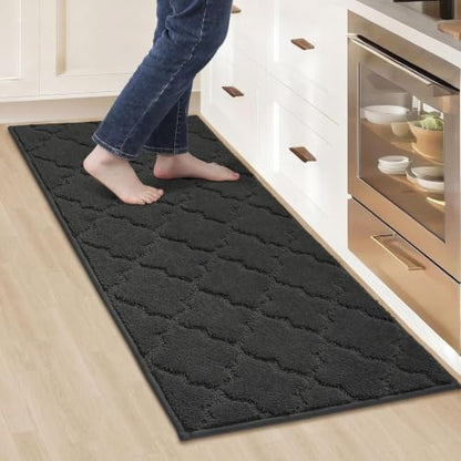 COSY HOMEER Kitchen Rugs Non Slip Washable 20"x48",Black - color: Black, size: 20"X 48"