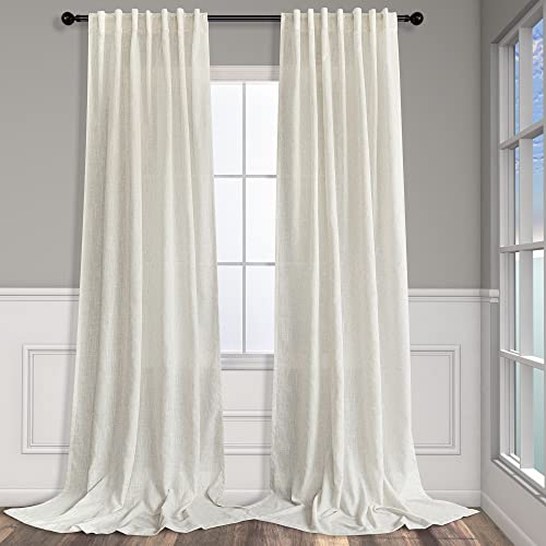 Cream Curtains 96 Inches Long for Living Room 2 Panels Back Tab Loop Pocket Soft Natural Linen Draperies Light Weight Airy Semi Privacy Sheer Curtains for Bedroom Dining Cottage Urban Decor 8 FT Tall - color: Natural, size: 52"W x 96"L (Pack of 2)