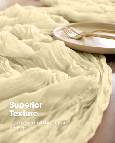 Pureegg 2 Pack Cheesecloth Table Runner 120 Inch Beige - color: Beige, size: 120" - 2 Packs