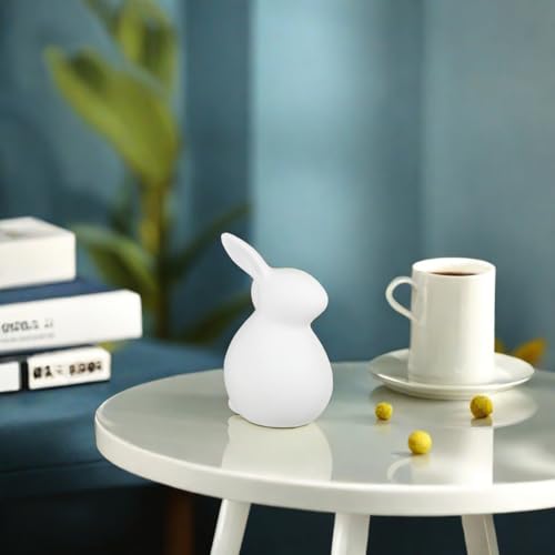 Amosfun Ceramic Bunny Rabbits Ceramic Bunny Figurine Rabbit Decor for Easter Dining Table Centerpiece Tiered Tray Bowl Shelf Ornament