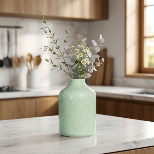 Sunddo Green Ceramic Flower Vase, 8 Inch - color: Green, size: 8 inch