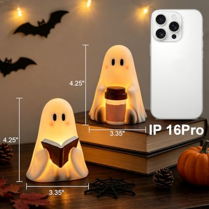 Wondise Cute Ghost Halloween Flameless Candles with 6hrs Timer - color: 3-Ghost