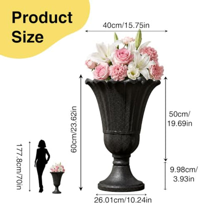 NicBex 24" Tall Urn Planters for Outdoor Plants Set of 2 - Black Petal - color: Black