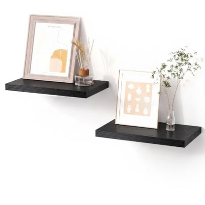 Floating Wall Shelves, Black, 11.8", Small Wall Shelves, Set of 2 - color: Black, size: 11.8''(Thinner)