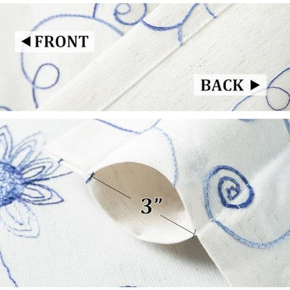 VOGOL Blue Floral Vine Embroidered Window Valance, 60 x 18, 1 Panel - color: Hy-blue, size: 60"W x 18"L (Pack of 1)