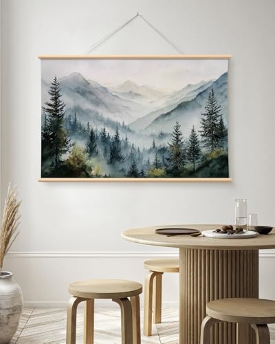 HUARCEY Extra Large Mountain Canvas Wall Art Nature Scenery Picture 36x54In - color: Misty Mountains, size: 54"L x 36"W