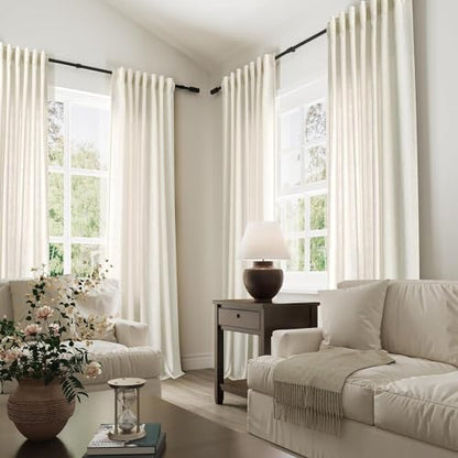Joywell Linen Narrow Curtains 38x84 Inch for Living Room Hook Belt Cream - color: Natural, size: 38"W x 84"L (Pack of 2)
