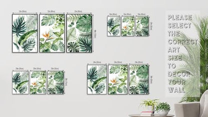 Large Framed Botanical Wall Art, Tropical Plants Canvas Prints, 16"x24"x3 - color: green, size: 16"x24"x3 Framed