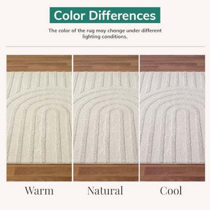 LUXE WEAVERS Modern Geometric High Low Area Rug Cream 5x7 - color: Cream, size: 5' x 7' (Rectangular)